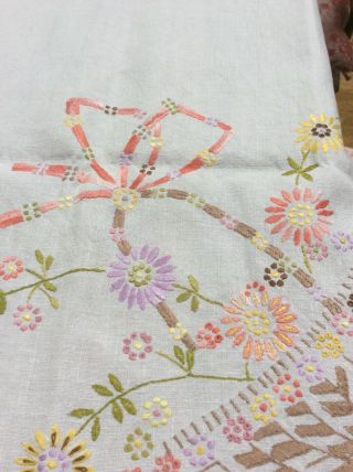 Gorgeous Vintage Hand Embroidered Tablecloth