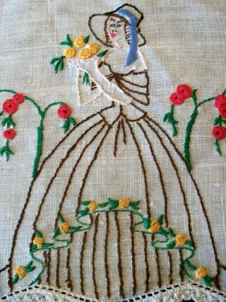Vintage Doily Hand Embroidered Crinoline Lady 2