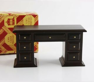 Vintage Dark Wood Desk By Town Square Miniatures 1:12 Scale Dollhouse Furniture