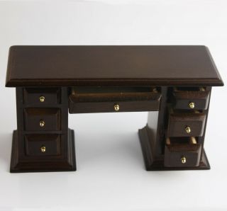 Vintage Dark Wood Desk by Town Square Miniatures 1:12 scale Dollhouse Furniture 4