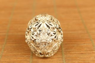 Chinese old copper hand carving skull statue figure hand piece table decoration 4