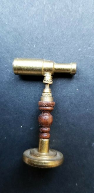 Vintage Artisan Brass And Wood Tabletop Telescope.  1 1/2 " Tall