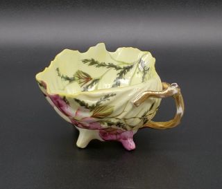 Antique Es Prussia Porcelain Figural Shell Form Creamer With Floral Motifs Depon