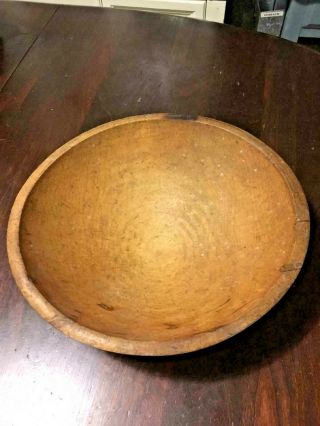 Hand Carved Wooden Treen Trenchware Out Of Round Dough Bowl Primitive Farmhouse