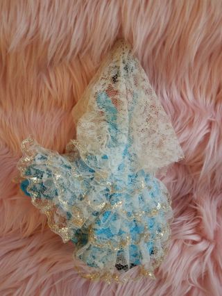 Vintage marin chiclana doll.  She ' s SASSY Turquoise blue dress w/ off - white lace 2