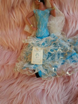 Vintage marin chiclana doll.  She ' s SASSY Turquoise blue dress w/ off - white lace 3