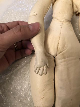 Antique? Kid Leather Fashion Doll Body For French Or German Bisque Doll Head 7