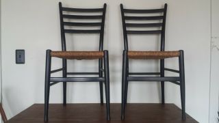 Vintage Mid - Century Mod Gio Ponti Style Ladder Back Chairs Made In Italy