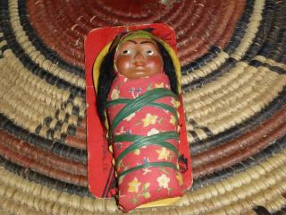 Vintage Native American Skookum Papoose Doll,  Travel Souvenir,  Mailer 1930 
