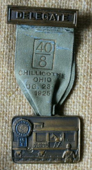 Vtg 1925 American Legion Delegate Medal & Pin Chillicothe Ohio Us Armed Forces