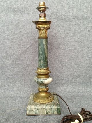 Heavy Antique French Lamp Made Of Bronze And Marble Early 1900 