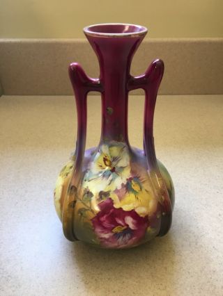 Royal Bonn 2 Handled Antique Vase.  9“ Great Color.