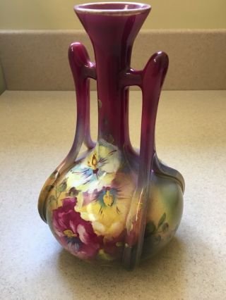ROYAL BONN 2 Handled Antique Vase.  9“ Great Color. 3