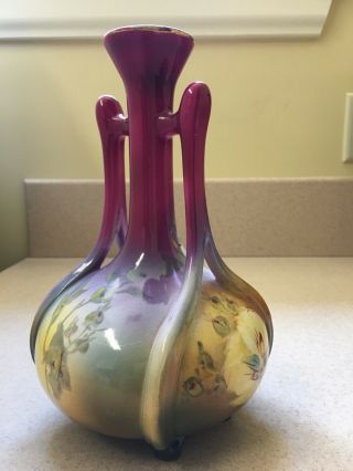 ROYAL BONN 2 Handled Antique Vase.  9“ Great Color. 7