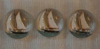 Three Small Unmounted Antique Essex Crystals With Sailing Yachts