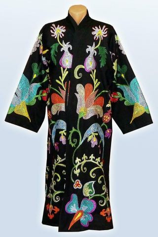 GORGEOUS UZBEK FULLY SILK EMBROIDERED ROBE FROM BUKHARA A5086 2