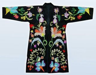 GORGEOUS UZBEK FULLY SILK EMBROIDERED ROBE FROM BUKHARA A5086 3