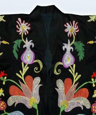GORGEOUS UZBEK FULLY SILK EMBROIDERED ROBE FROM BUKHARA A5086 4