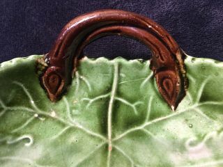 Antique English French Majolica Art Pottery Leaf Shaped Trinket Dish 223 7
