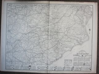 1922 Large Map South Eastern States Auto Trails Virginia Carolina Rand Mcnally