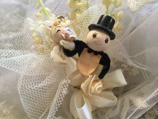 Antique 1940 ' s wedding bridal cake topper Lily Of The Valley pipe cleaner people 2