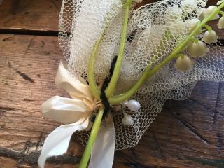 Antique 1940 ' s wedding bridal cake topper Lily Of The Valley pipe cleaner people 8