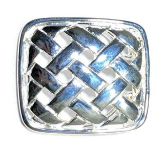 Vintage Silver Square Basket Weave Scarf Clip - 1.  5 " Gift Boxed