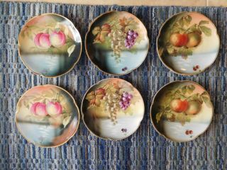 Set Of 6 Antique J&c Louise Bavaria Fruit Plates A.  Koch 8 "