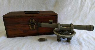 Antique David White Instrument Co Surveyors Transit Wood Box And Label