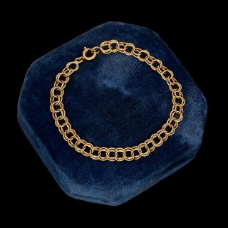 Antique Vintage Deco 14k Yellow Gold Filled Gf Fancy Link Chain Charm Bracelet