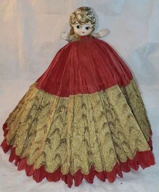 Antique Bisque 5 " Betty Boop Doll Style In Crepe Paper Dress 11 " Japan