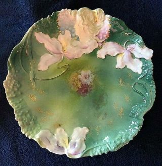 Antique Rs Prussia “hidden Image” Iris & Carnations Plate 8 - 1/2 " D Unmarked