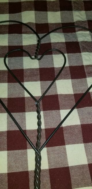 Primitive Twisted Wire HEART Rug Beater Wood Handle Antique Vintage Home Hearth 3