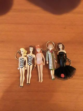 Set Of 5 X Barbie Keyrings Or Keychains In Vintage Outfits