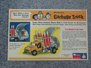Vintage 1968 Monogram 1/24 Garbage Truck Model Advertisement