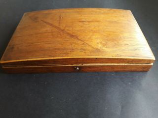 Vintage Antique Mahogany & Boxwood Shaped Wooden Box/case