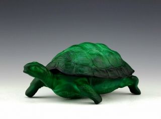 Art Deco Jade Malachite Glass Bowl Turtle Trinket Jewelry Box 1930 