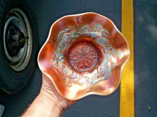 Antique Dugan Carnival Glass 6 Six Petals Peach Opal Bowl