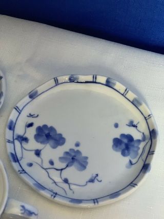 Old Set of 2 Antique Chinese Blue And White porcelain Tea Cup and Saucer Signed 3