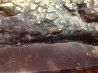 Vint Lost Wax Bronze Scalp Sculpture Marble Base Statue signe Frederic Remington 5