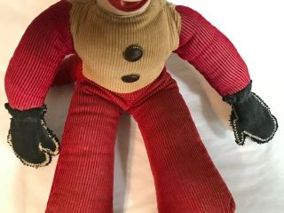 Vintage 1940’s Stuffed Corduroy Organ Grinder Monkey Toy W/Plastic Head 3