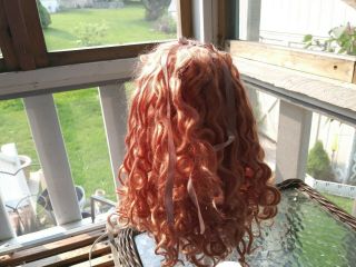 Size 13 ? Strawberry mohair wig for VINTAGE ANTIQUE DOLL 2