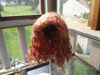 Size 13 ? Strawberry mohair wig for VINTAGE ANTIQUE DOLL 3