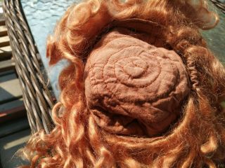 Size 13 ? Strawberry mohair wig for VINTAGE ANTIQUE DOLL 4