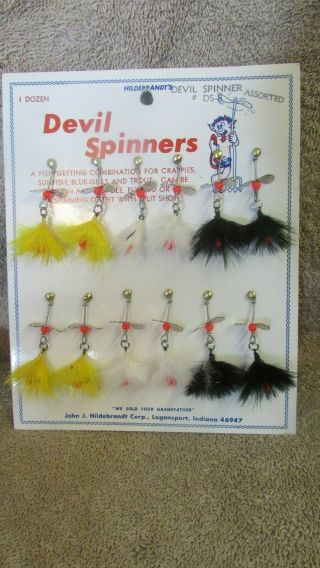 Vintage Devil Spinners Fishing Lure Dealer Card - Assorted Ds - 8 - Hildebrandt