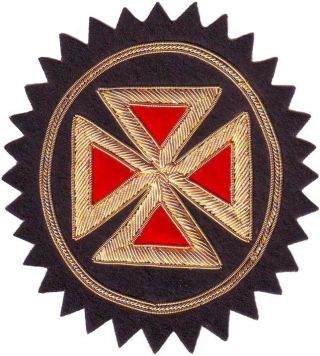 Masonic Knight Templar Grand Commandery Cross Rosette Hand Embroidered (me - 092)