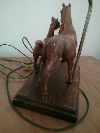 1960 ' s BREYER WOOD - GRAIN RUNNING MARE and FOAL LAMP ANTIQUE - RARE 5