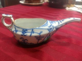 Antique / Vintage Flow Blue Germany Neti Pot,  Hand Painted Baby Feeder