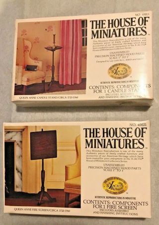 House Of Miniatures Kits Dollhouse Queen Anne Fire Screen & Candle Stand