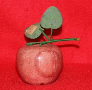 Vintage Alabaster Fruit Apple With Jade Leaves - Color